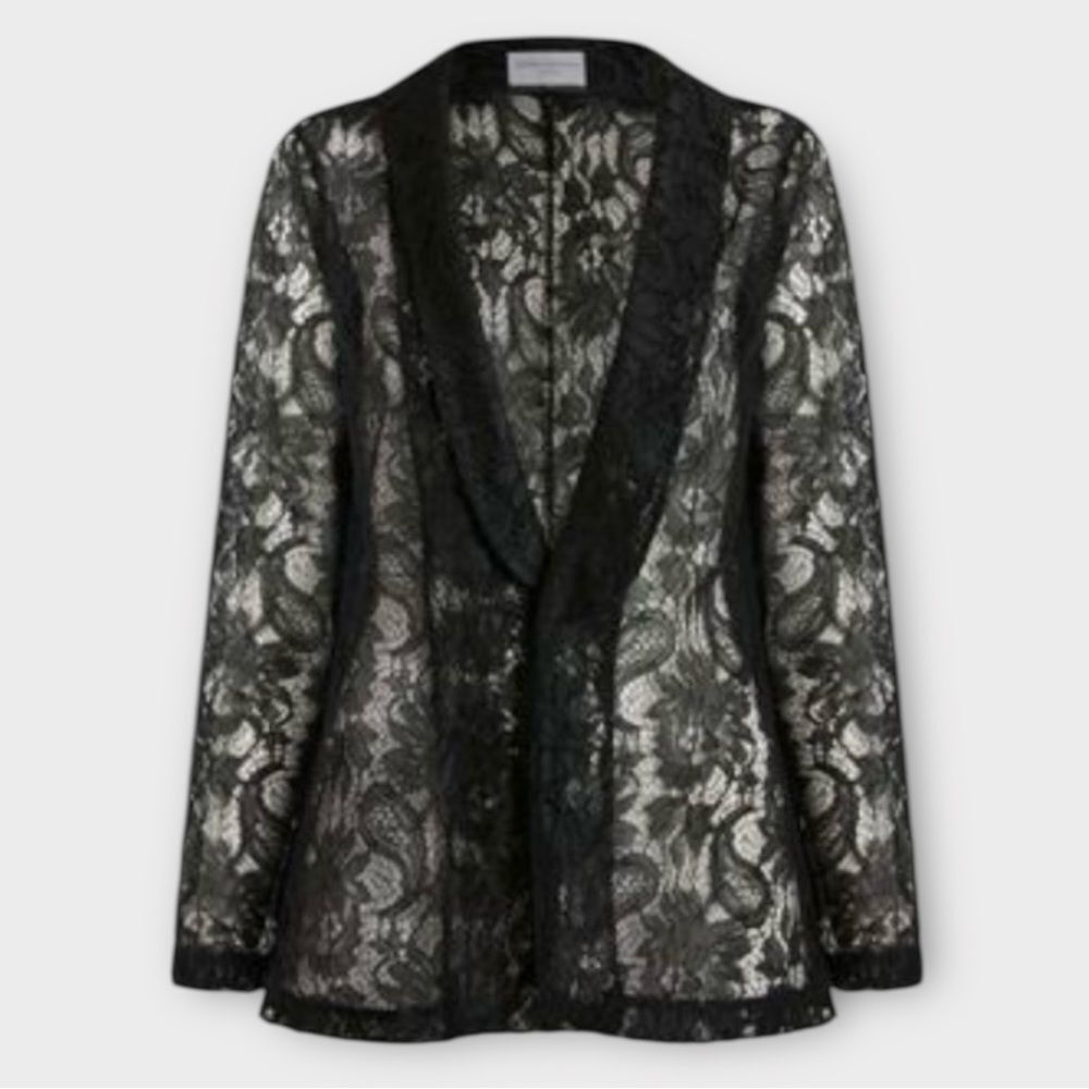 James Lakeland Sheer Lace Open Front  Blazer in Black Women’s Size M NWT - Picture 8 of 11
